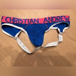 ANDREW CHRISTIAN blue and pink jockstrap XL